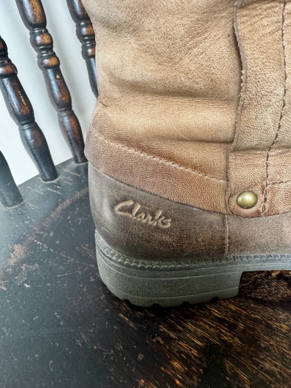 Clarks Brown Leather GORE-TEX Waterproof Riding Boots Size 7.5 - Picture 2 of 9
